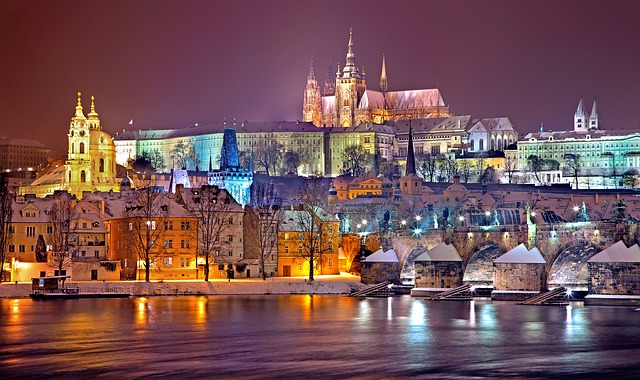 zimní noc v Praze